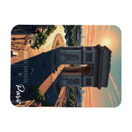 Paris Arc de Triomphe Postcard Magneet (Horizontaal)
