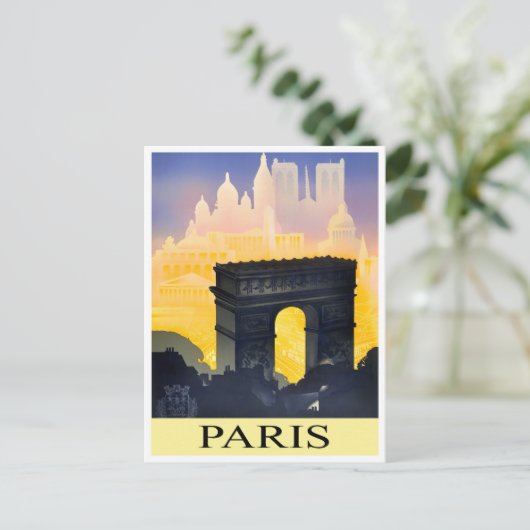 Paris Arc de Triomphe vintage Briefkaart (Staand voorkant)