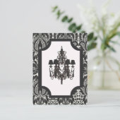 Paris art deco damast  zwarte kroonluchter briefkaart (Staand voorkant)