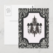 Paris art deco damast  zwarte kroonluchter briefkaart (Voorkant / Achterkant)