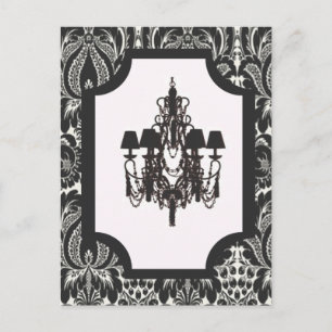 Paris art deco damast  zwarte kroonluchter briefkaart