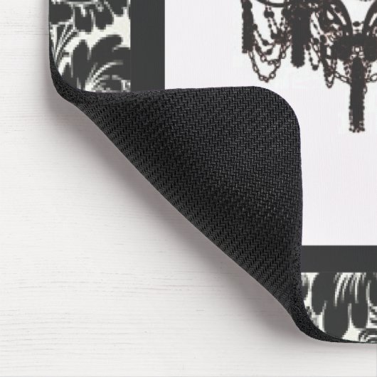 Paris art deco damast  zwarte kroonluchter muismat (Hoek)