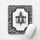 Paris art deco damast  zwarte kroonluchter muismat (Met muis)