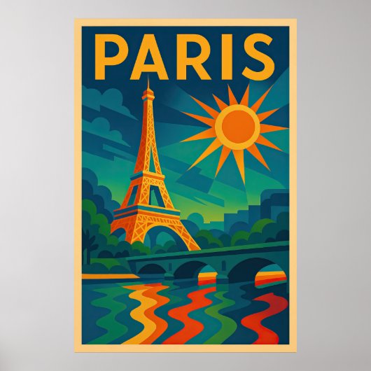 Paris Art Deco Travel Poster – Eiffel Tower 1920s (Voorkant)