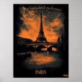 Paris at Dusk - Houtskool Monochrome Kunst - Elega Poster (Voorkant)