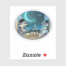 Paris at Night Oval Vinyl Sticker - Happy (Var)