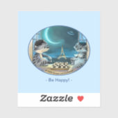 Paris at Night Vinyl Sticker - Happy (Diversen) (Vel)