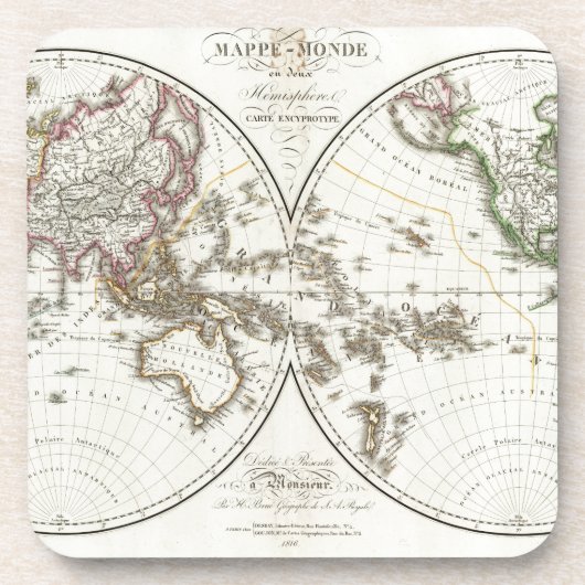Paris Atlas Map Drankjes Onderzetter (Voorkant)