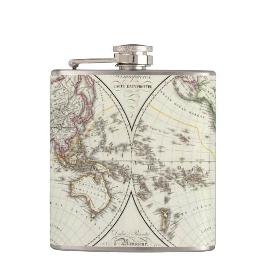 Paris Atlas Map Heupfles (Voorkant)