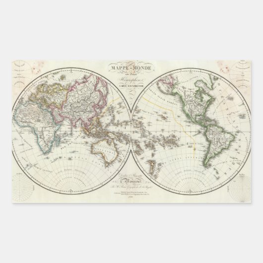 Paris Atlas Map Rechthoekige Sticker (Voorkant)
