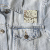 Paris Atlas Map Vierkante Button 5,1 Cm (In situ)