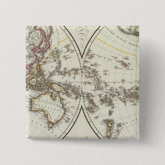Paris Atlas Map Vierkante Button 5,1 Cm (Voorkant)