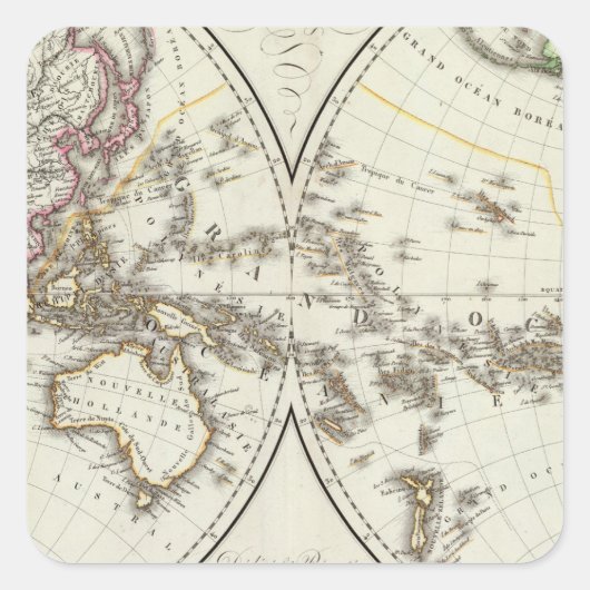 Paris Atlas Map Vierkante Sticker (Voorkant)