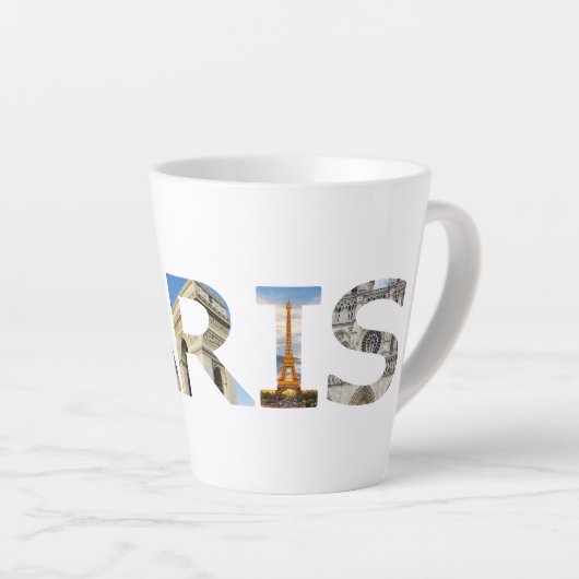 Paris Attractions Seen Thru Letters of Word Paris Latte Mok (Rechterhoek)