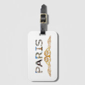 Paris Attractions Thru Letters of Word Paris Bagagelabel (Voorkant (verticaal))