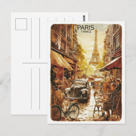 Paris avond Tour Effiel vintage oude straten cadea Briefkaart