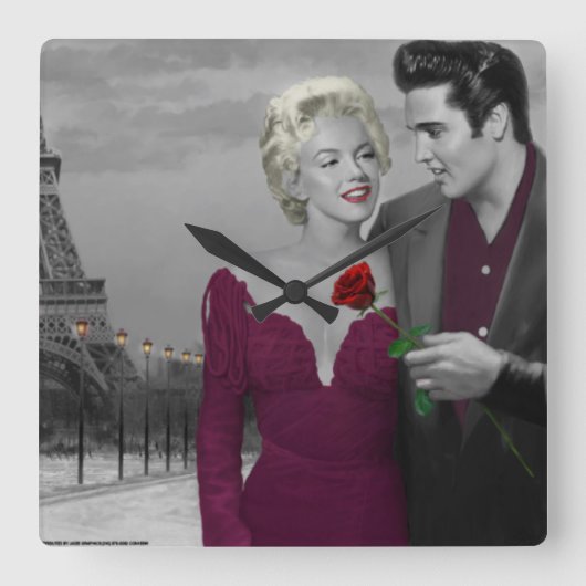 Paris B&W Vierkante Klok (Voorkant)