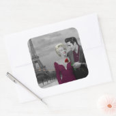 Paris B&W Vierkante Sticker (Envelop)