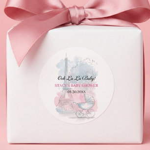 Paris Baby Borrel Eiffeltoren Geslachtsneutraal Ronde Sticker