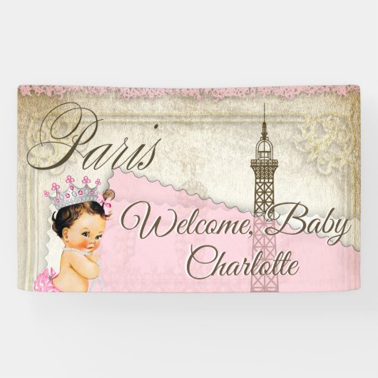 Paris Baby Girl Baby shower Banner (Horizontaal)
