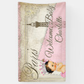 Paris Baby Girl Baby shower Banner (Verticaal)