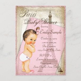 Paris Baby Girl Shower Kaart