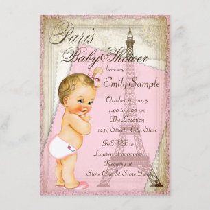  Paris Baby Girl Shower Kaart