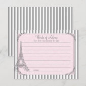 Paris Baby shower Advice Card voor moeder Advieskaart (Voorkant / Achterkant)