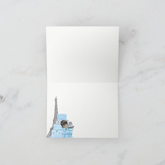 Paris Baby shower Boy bedankjes Bedankkaart (Binnen)