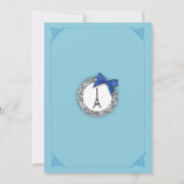 Paris Baby shower Boy Blue Eiffel Tower Invite Kaart (Achterkant)