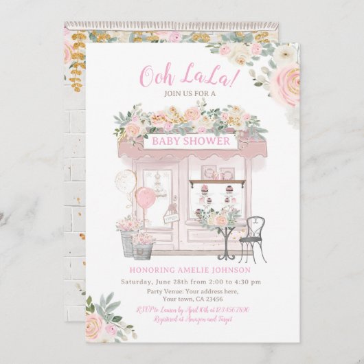 Paris Baby Shower Kaart (Voorkant / Achterkant)