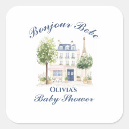 Paris Baby Shower Parijse Café Theepartij Vierkante Sticker