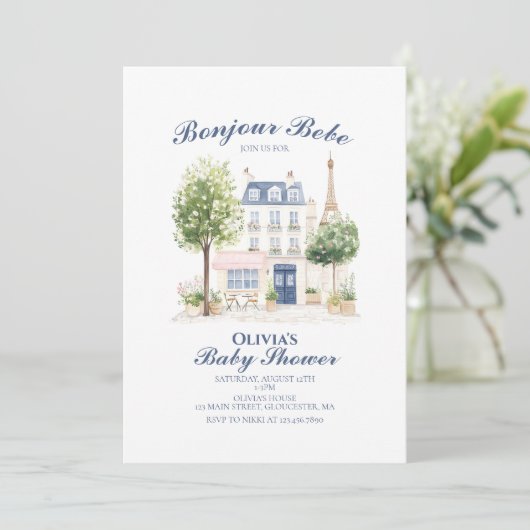 Paris Baby Shower Parisian Cafe Tea Party Kaart (Staand voorkant)