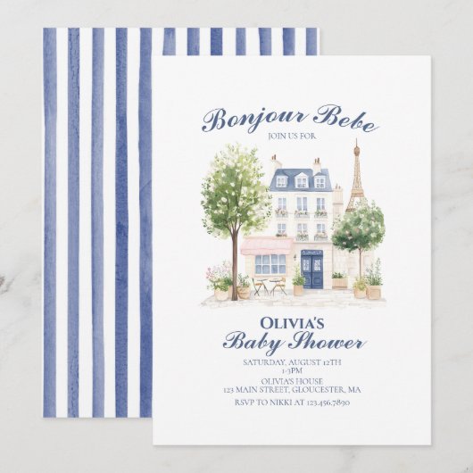 Paris Baby Shower Parisian Cafe Tea Party Kaart (Voorkant / Achterkant)