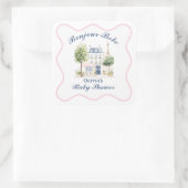 Paris Baby Shower Parisian Cafe Tea Party Vierkante Sticker (Tas)