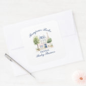Paris Baby Shower Parisian Cafe Tea Party Vierkante Sticker (Envelop)