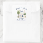 Paris Baby Shower Parisian Cafe Tea Party Vierkante Sticker (Tas)