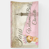 Paris Baby Shower Vlag Spandoek (Verticaal)