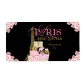 Paris Baby shower Waterflesetiketten Etiket (Voorkant)