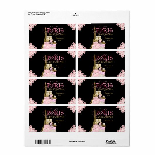 Paris Baby shower Waterflesetiketten Etiket (Full Sheet)