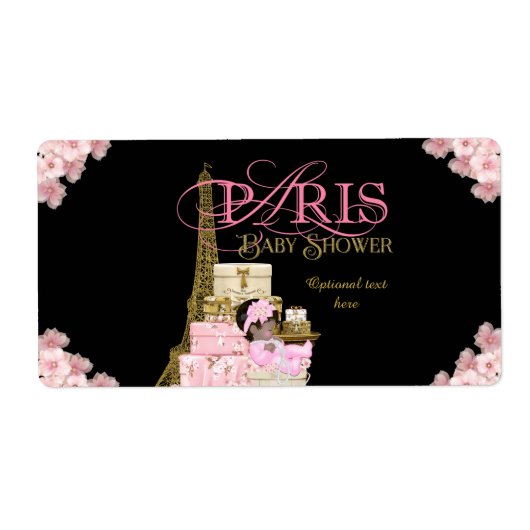 Paris Baby Shower Waterfleslabels Etiket (Voorkant)