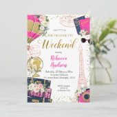 Paris Bachelorette Weekend France Uitnodiging (Staand voorkant)