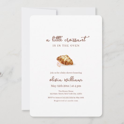 Paris Bakery Pastry Croissant Baby shower Kaart (Voorkant)