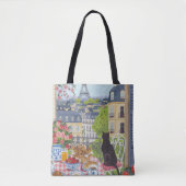 Paris Balcon Kat Ontbijt Eiffeltoren Boodschappent Tote Bag (Voorkant)