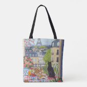 Paris Balcon Kat Ontbijt Eiffeltoren Boodschappent Tote Bag (Achterkant)