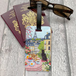 Paris Balcony Cat Eiffel Tower Travel Luggage Tag Bagagelabel<br><div class="desc">Add a touch of Parisian charm to your travels with this beautiful luggage tag featuring a cozy balcony breakfast scene overlooking the rooftops of Paris and the Eiffel Tower. A black cat sits peacefully beside a table filled with croissants, strawberries, coffee, and blooming flowers, capturing the romantic atmosphere of a...</div>
