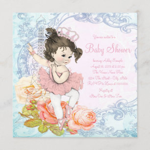 Paris Ballerina Baby Shower Kaart