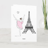 Paris Ballerina, Eiffel Tower Pink Ballet Birthday Kaart (Achterkant)