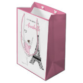 Paris Ballerina, Eiffel Tower Pink Ballet Birthday Medium Cadeauzakje (Achterkant Gekanteld)