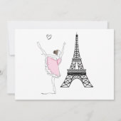 Paris Ballerina en Eiffel Tower Girls Ballet Invi Kaart (Achterkant)